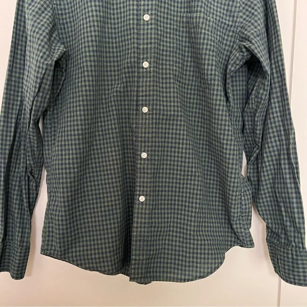 J Crew Shirt Mens Medium Green Blue Button Down Checkered Classic Cotton Preppy
